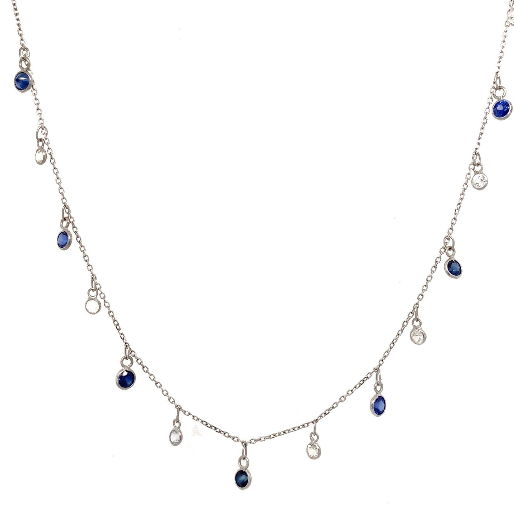 18K White Gold Sapphire and Diamond Necklace