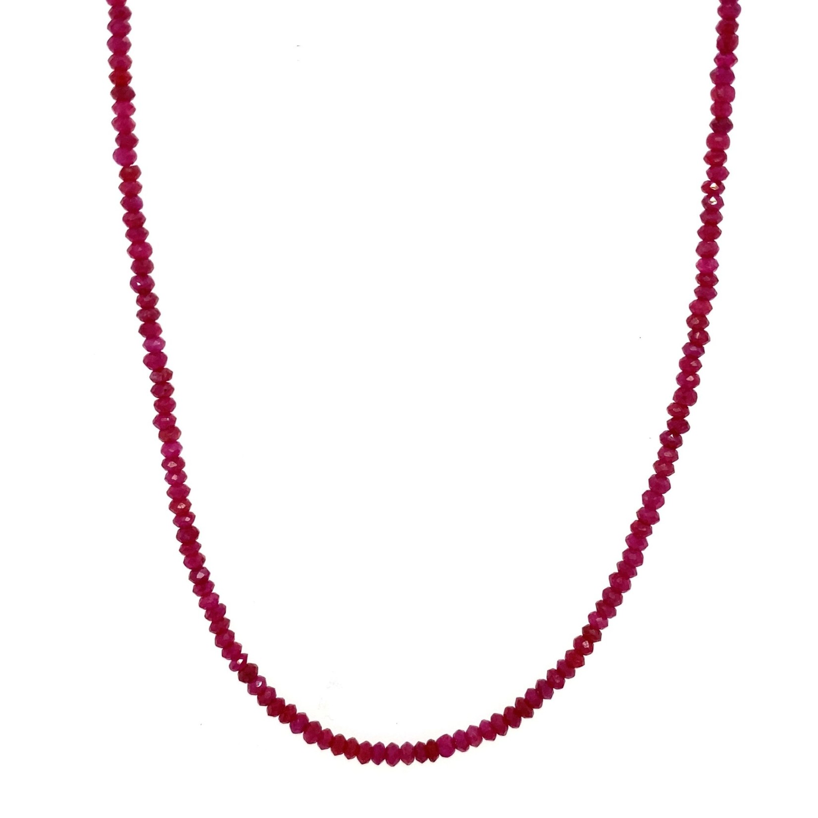 14K Yellow Gold 18" 2.5mm Ruby beaded Necklace