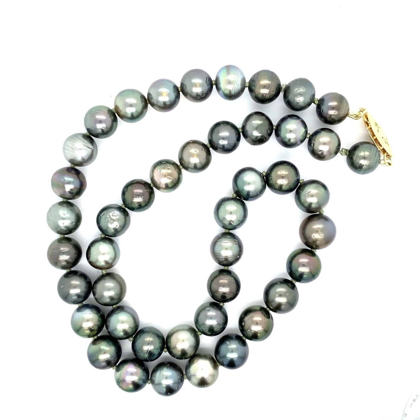 14k Yellow Gold 18" 9-10mm Tahitian Pearl Strand