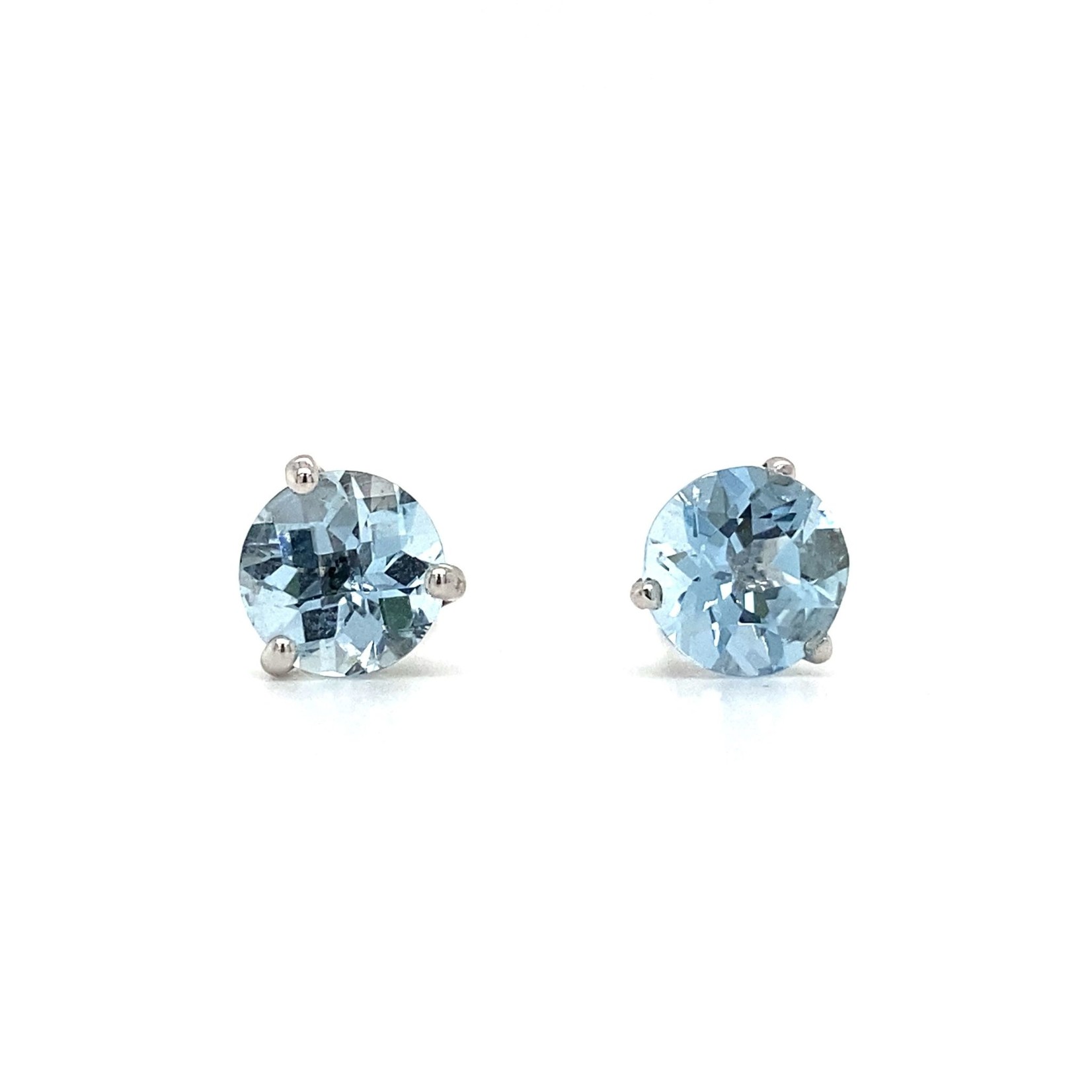 14K White Gold 7mm Aquamarine studs