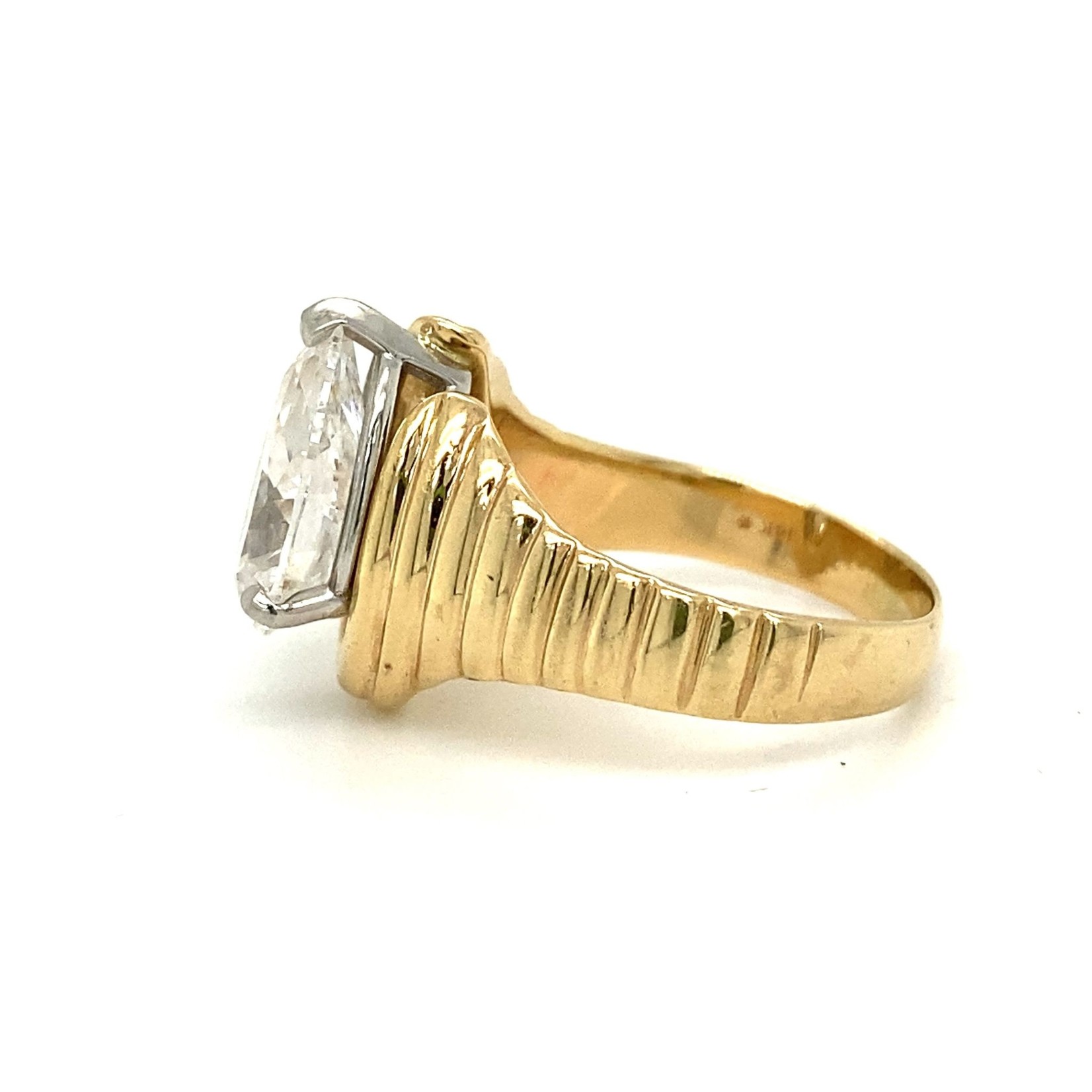 14k Yellow Gold /Platinum Lab-Grown Diamond Ring sz7 Dia 3.25ct