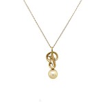 14K Yellow Gold 15" initial "P" with Akoya Pearl Necklace