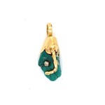 14K Yellow Gold Turquoise Nugget Pendant