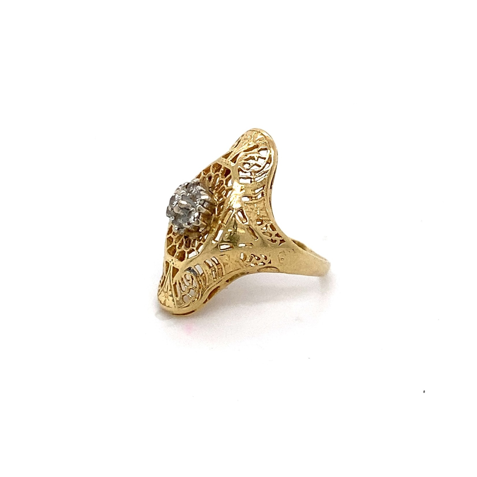 14K Yellow Gold Antique Style Diamond Ring D+/-.40tw sz2