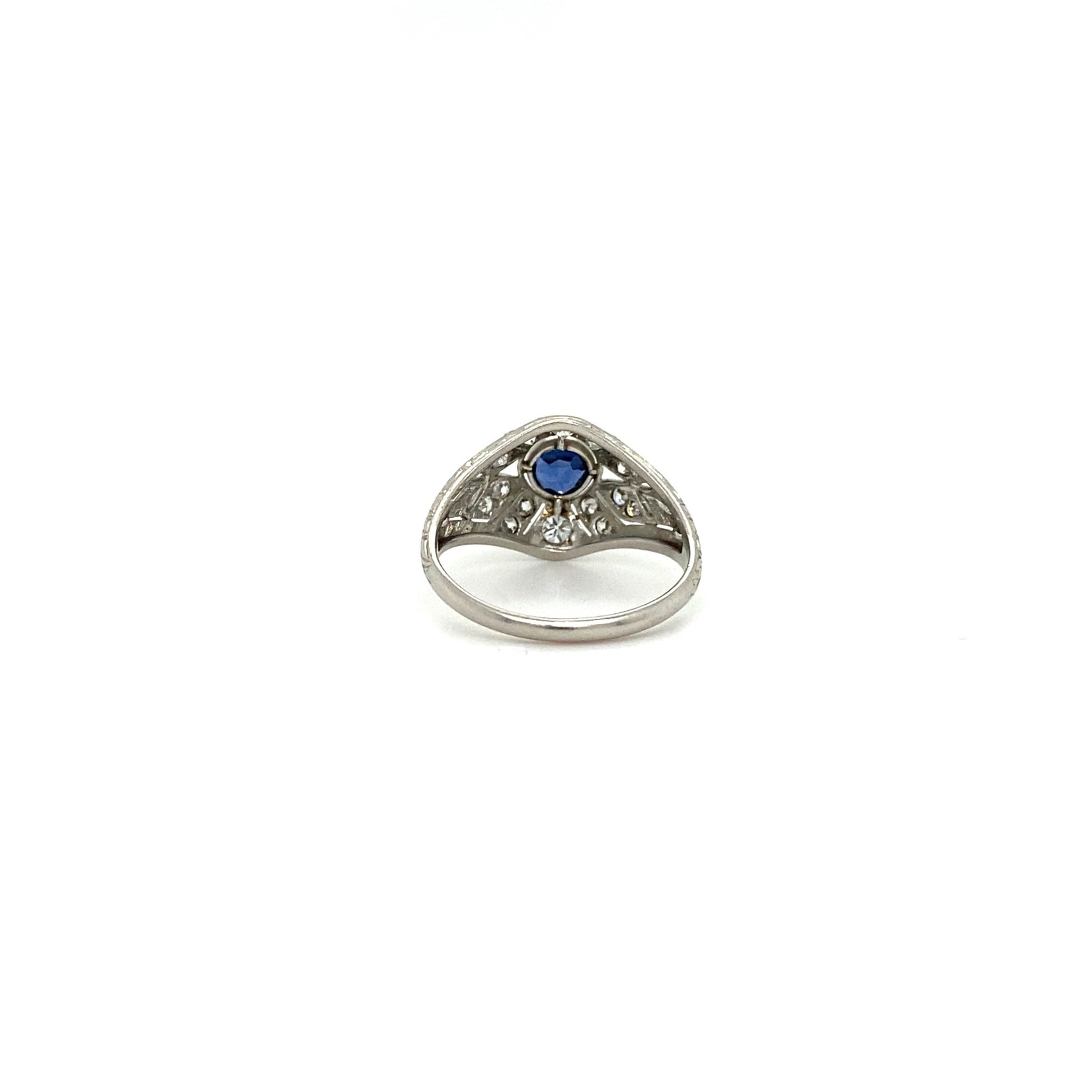Platinum Art Deco Sapphire Diamond Ring D+/-.76cttw S +/-.35tw size 5.25+