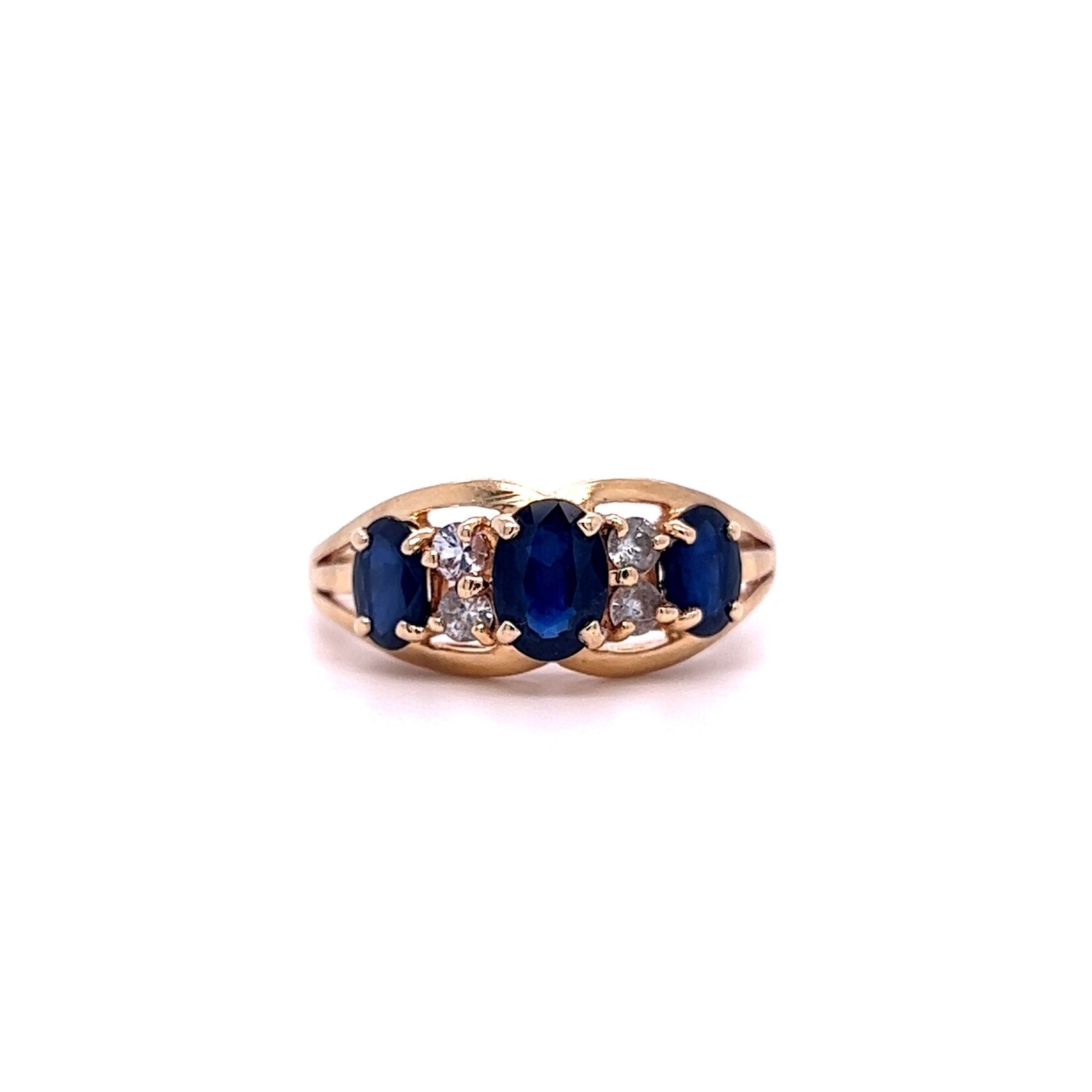 10K Yellow Gold Sapphire & Diamond ring size 10
