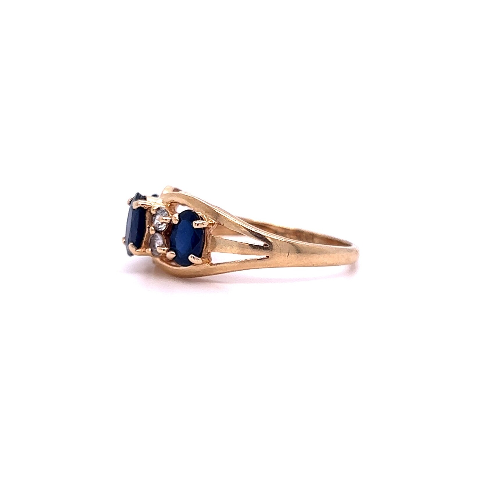 10K Yellow Gold Sapphire & Diamond ring size 10