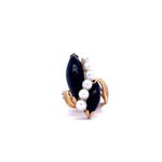 14K Yellow Gold  Black Coral Fresh Water Pearl Ring size 6.25