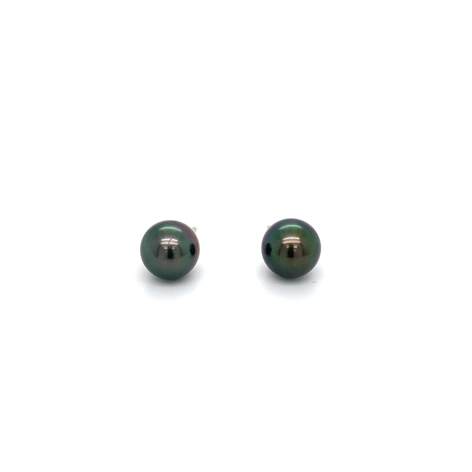 14K White Gold 9-10mm Tahitian Pearls Stud earrings