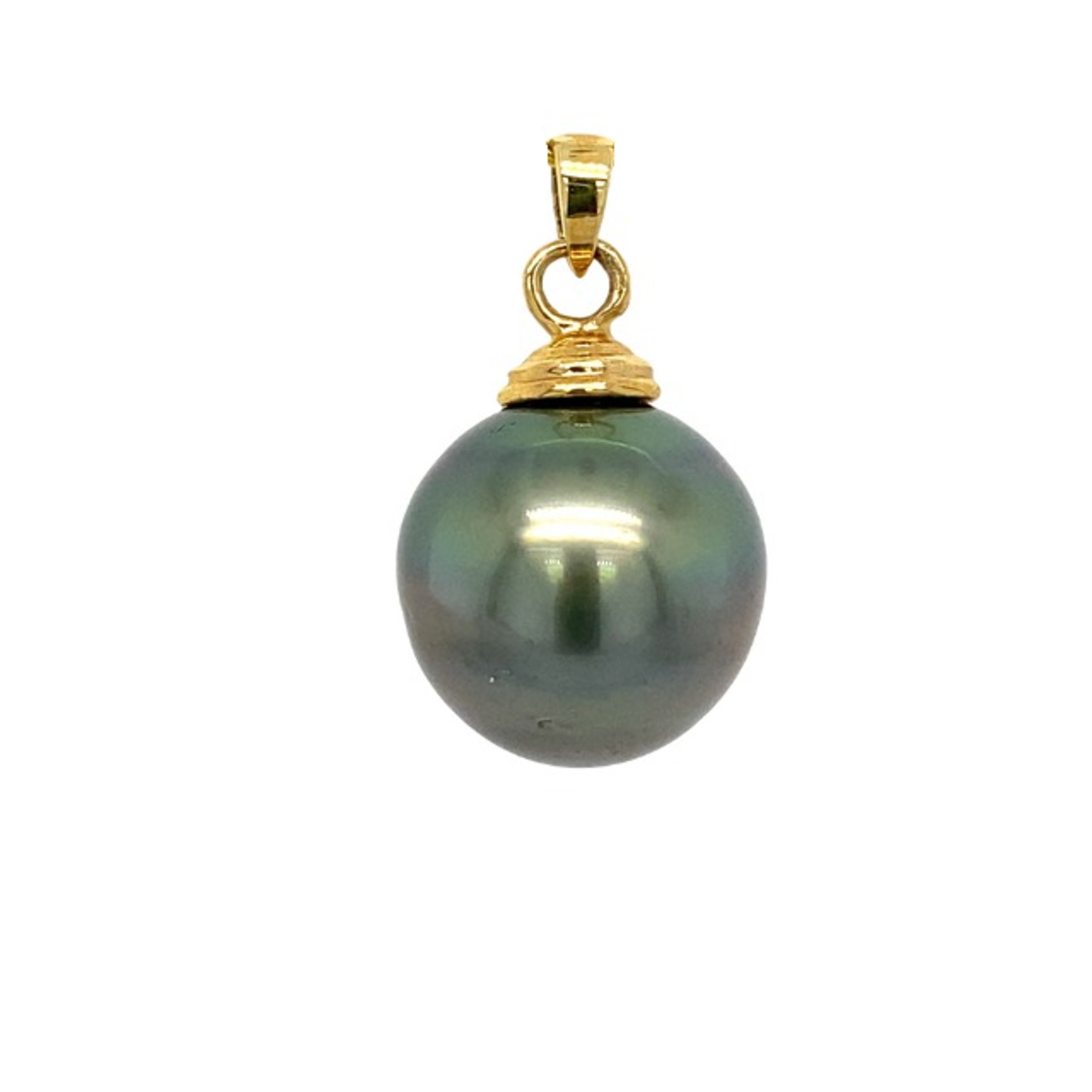 14K Yellow Gold 13.5mm Tahitian Pearl pendant