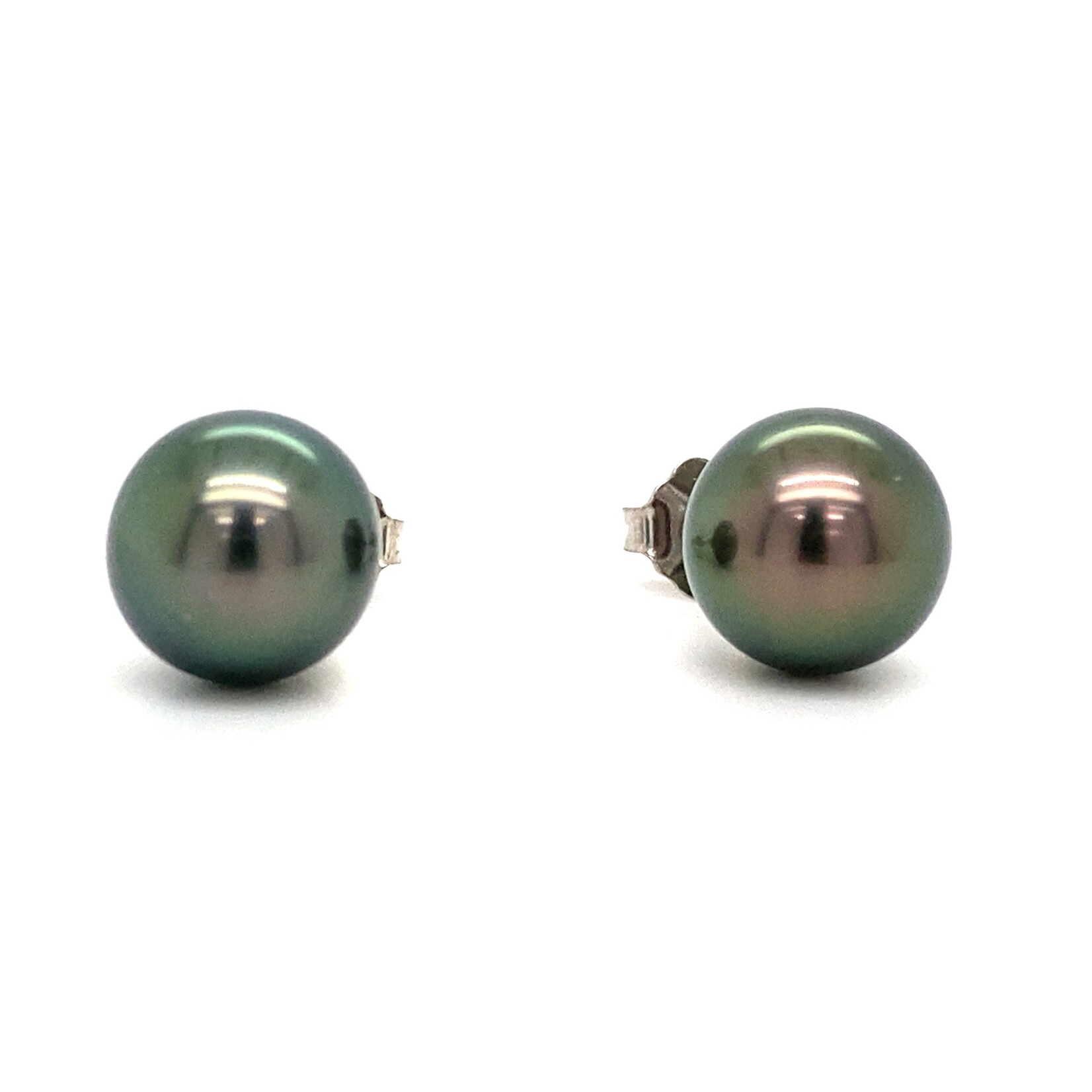 14K White Gold 8-9mm Tahitian Pearl studs