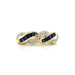 14K Yellow Gold Sapphire & Diamond Ring size 5.25