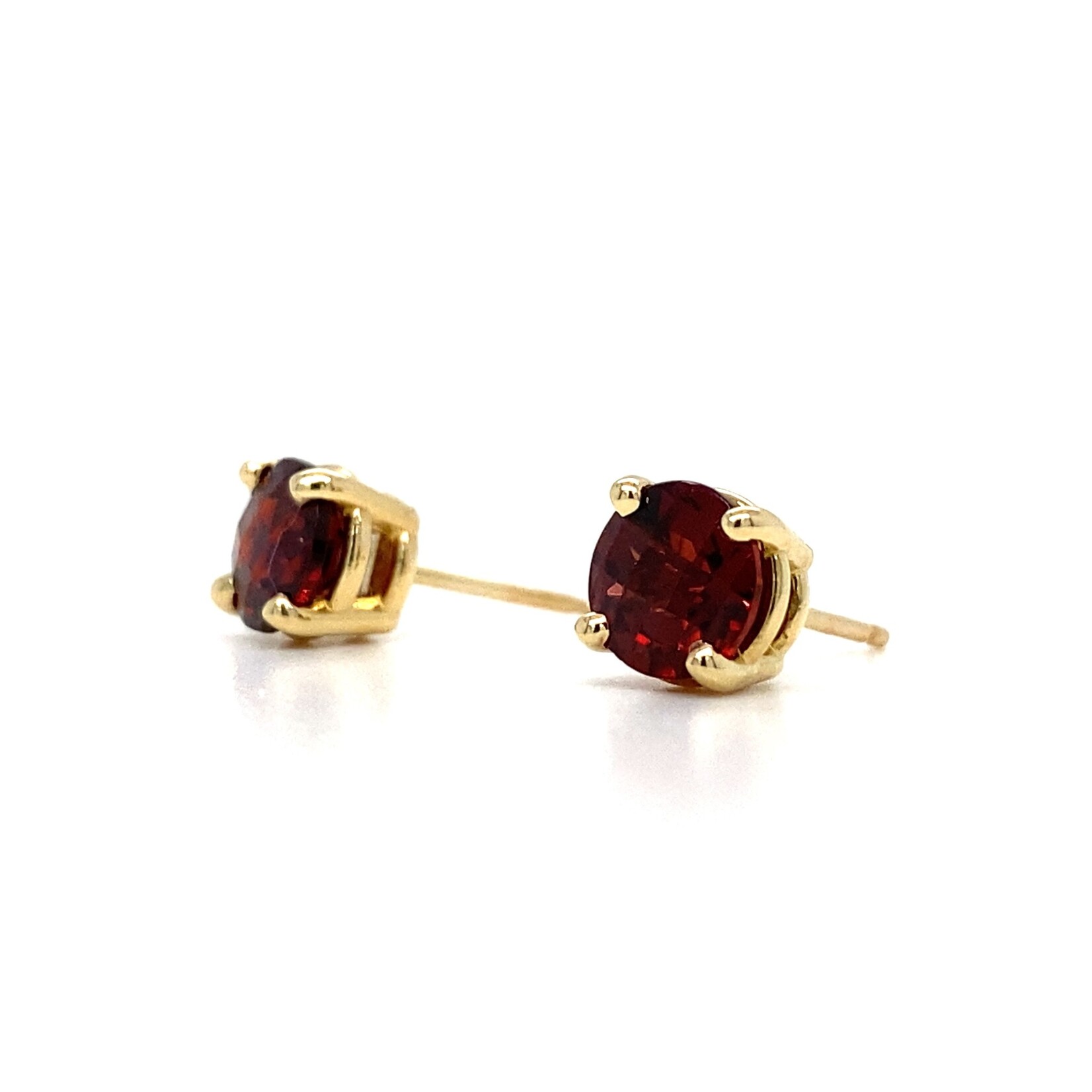 14K Yellow Gold 6mm Garnet studs