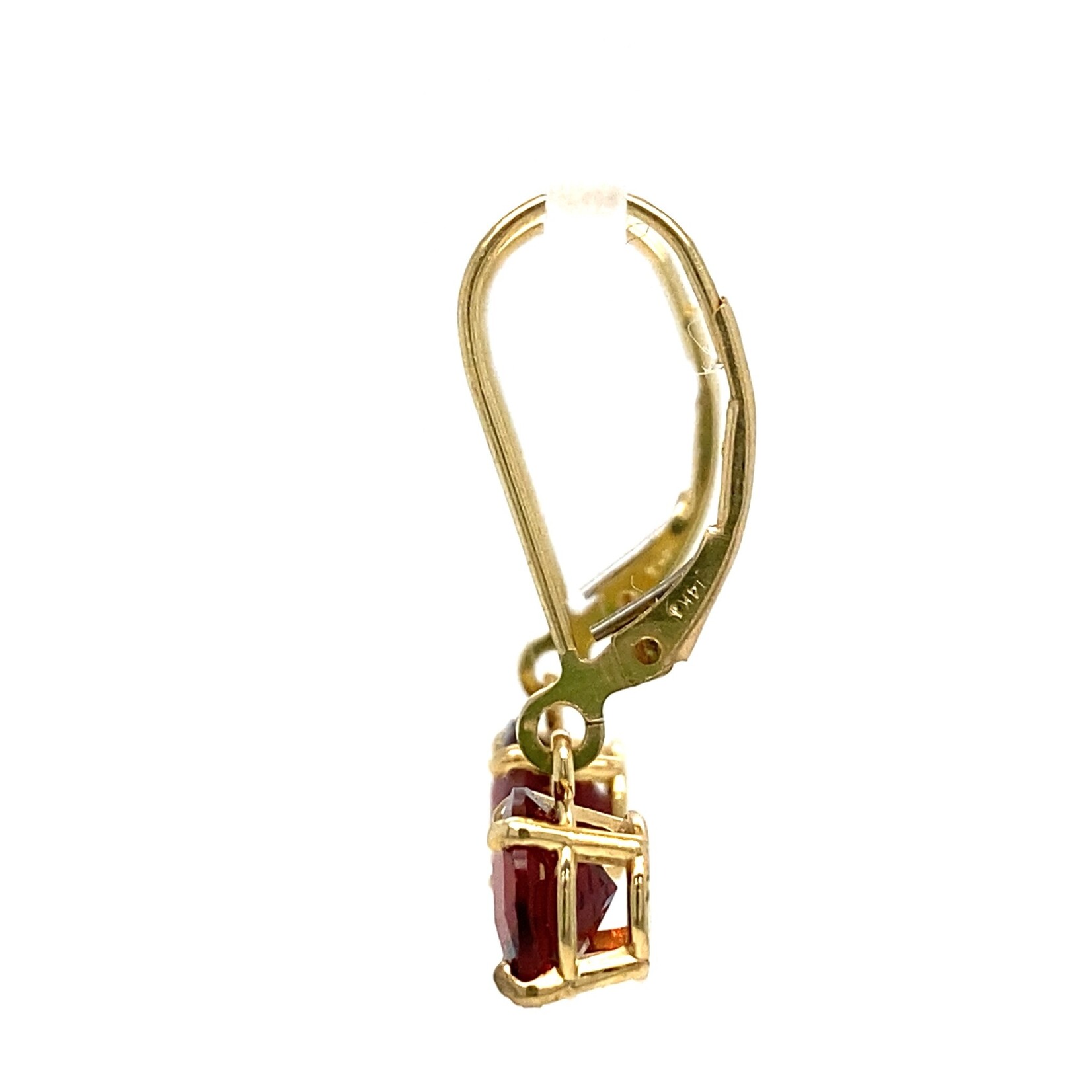14K Yellow Gold Garnet dangle earrings on lever backs