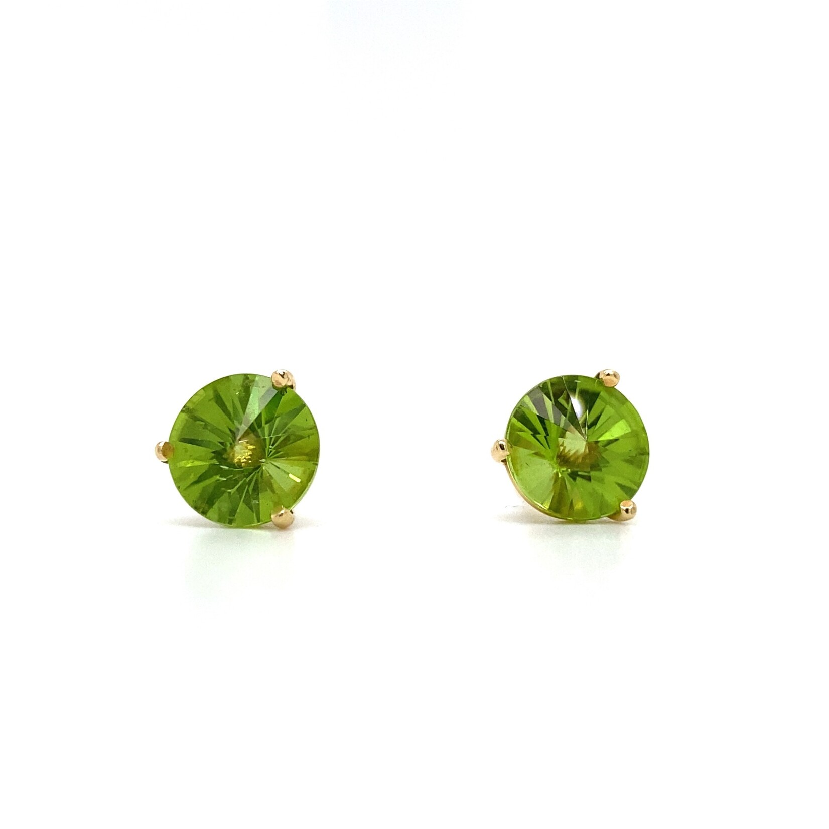 14K Yellow Gold 8mm Peridot studs