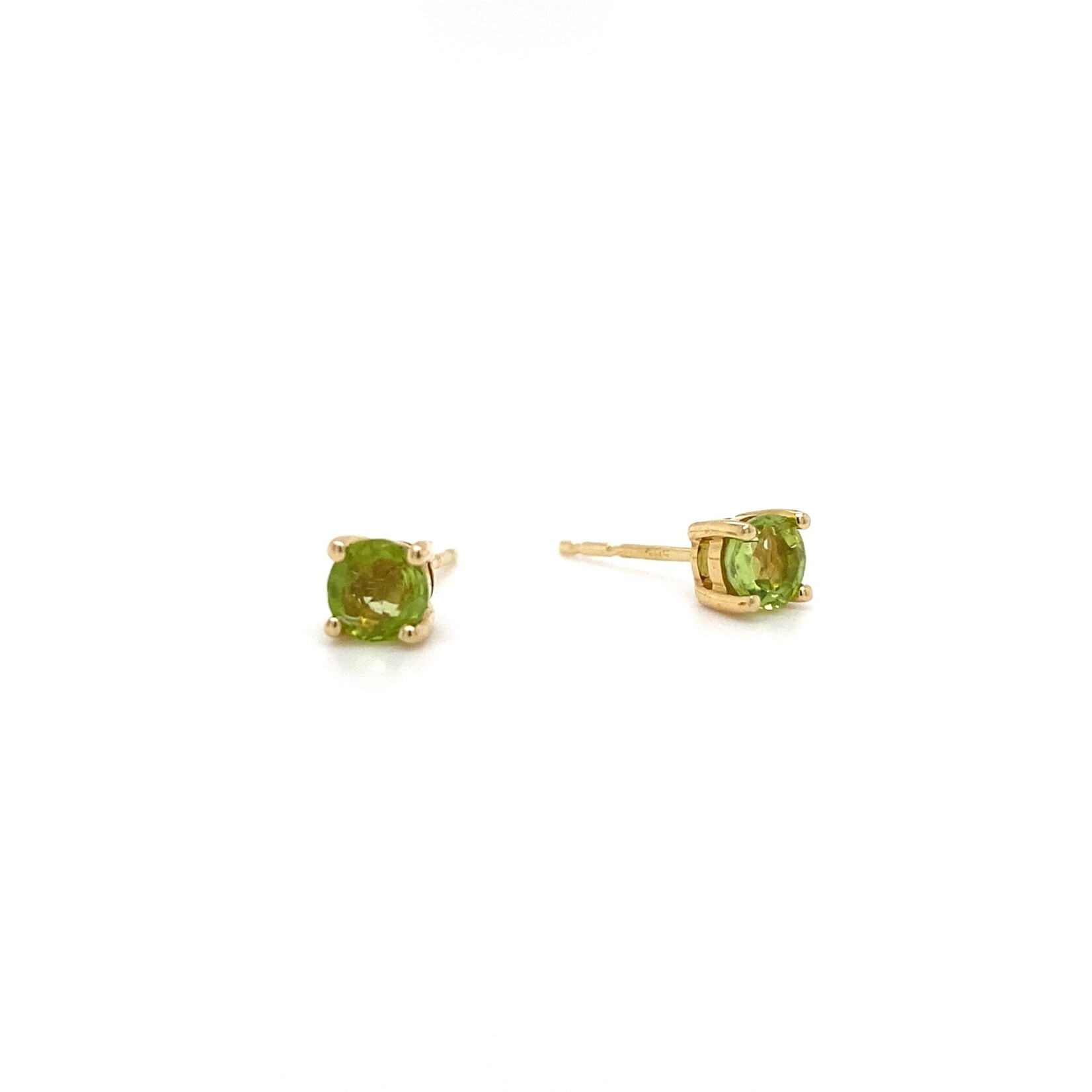 14K Yellow Gold 4mm Peridot studs