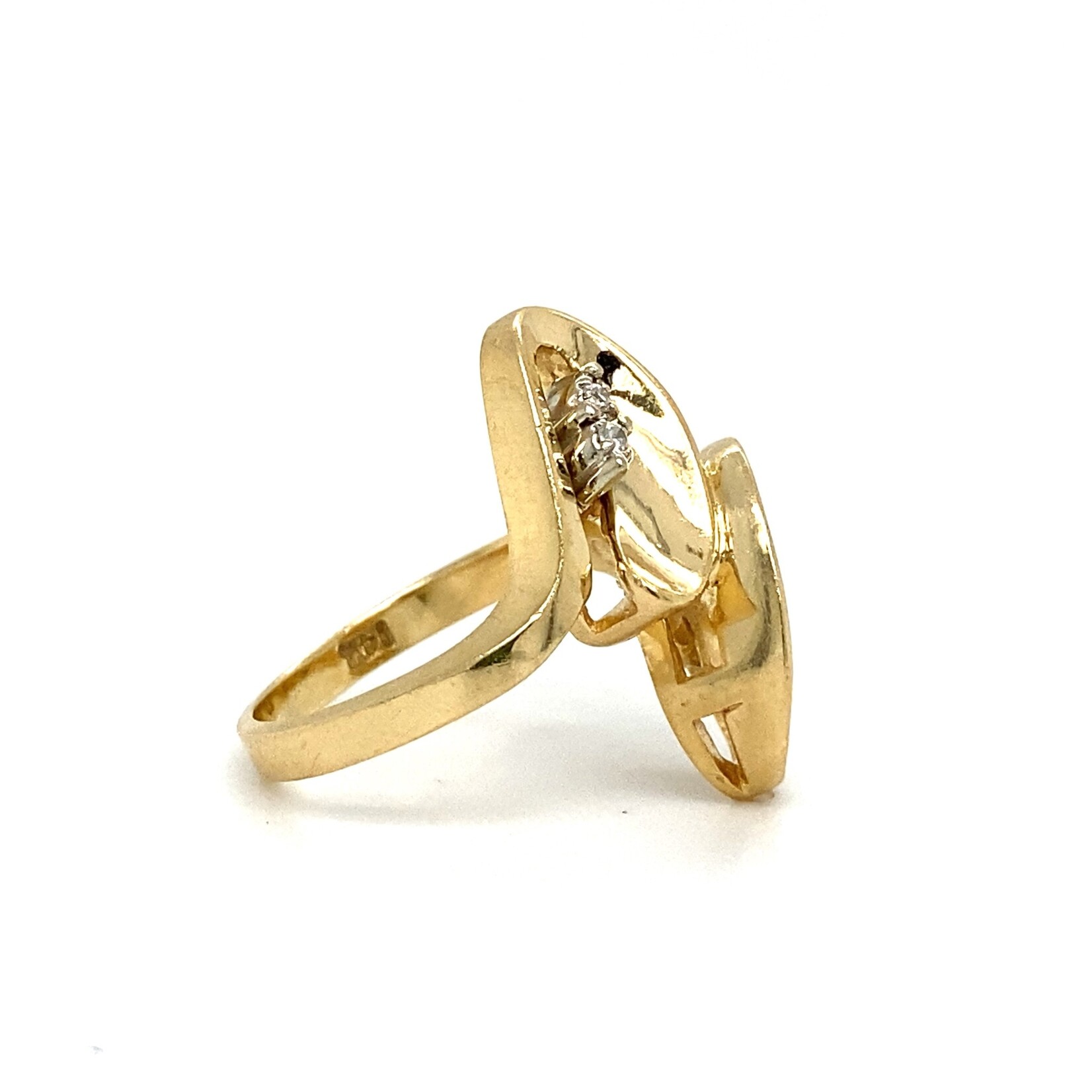 14K Yellow Gold  Diamond Freeform ring size 6.25 D+/-.16cttw