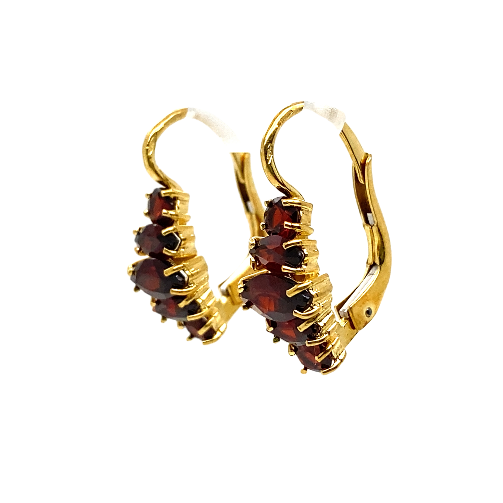18K Yellow Gold European Garnet earrings
