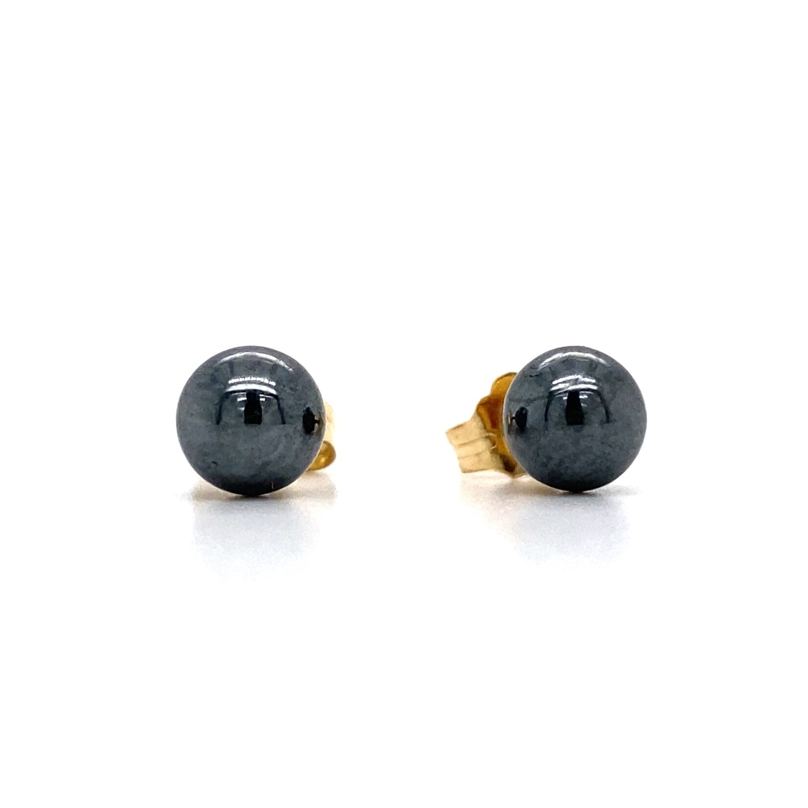 14K Yellow Gold Hematite Studs