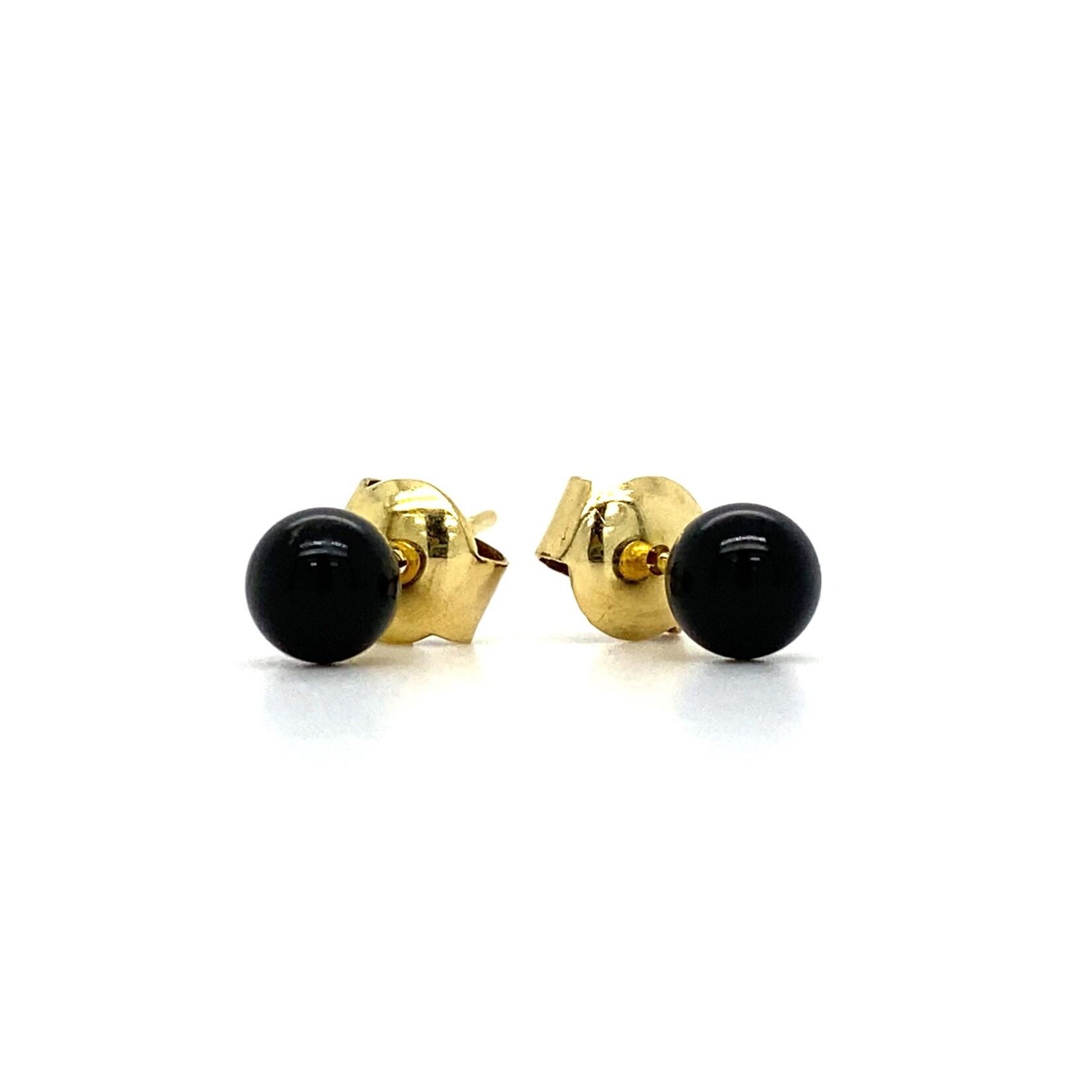 14K Yellow Gold Black ball studs