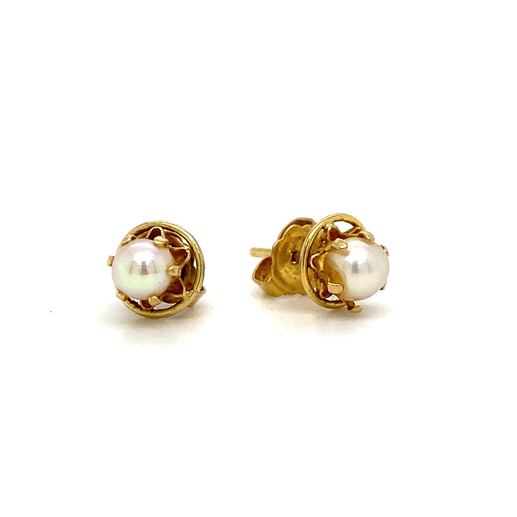 14K Yellow Gold Pearl studs