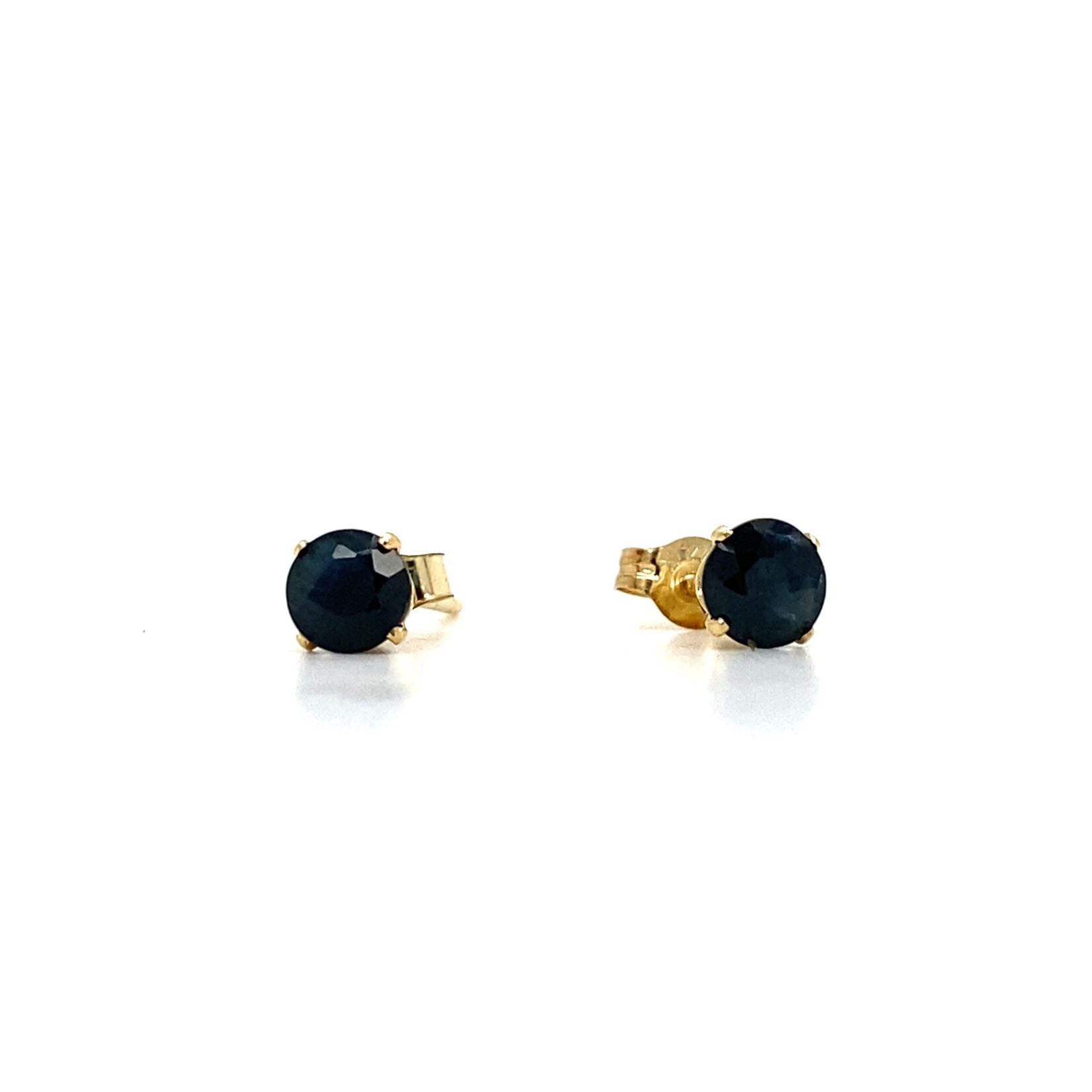 14K Yellow Gold Blue Stone Studs