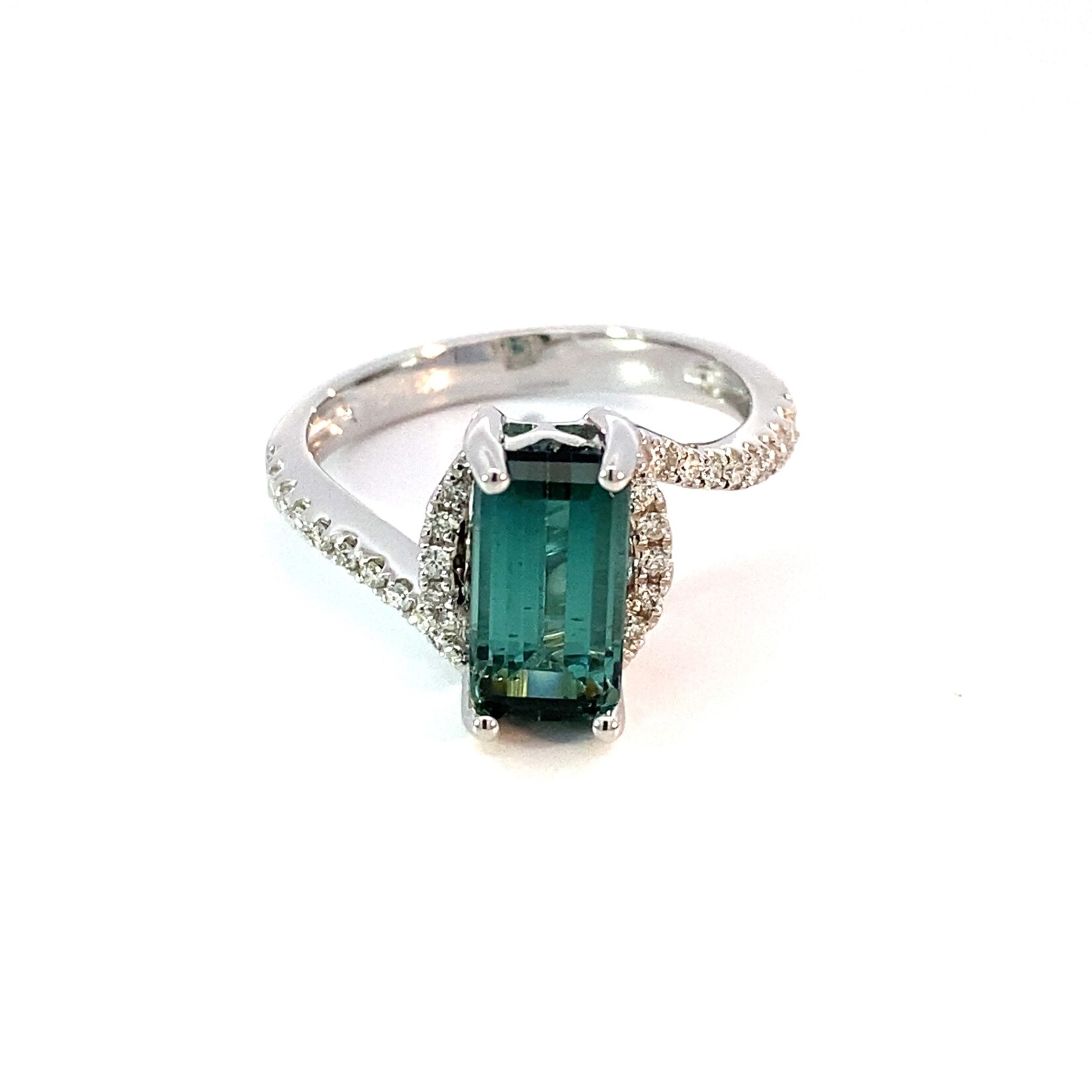 14K White Gold Tourmaline Ring D.18 Tm 10.25x5.4 (t 2.02ct)