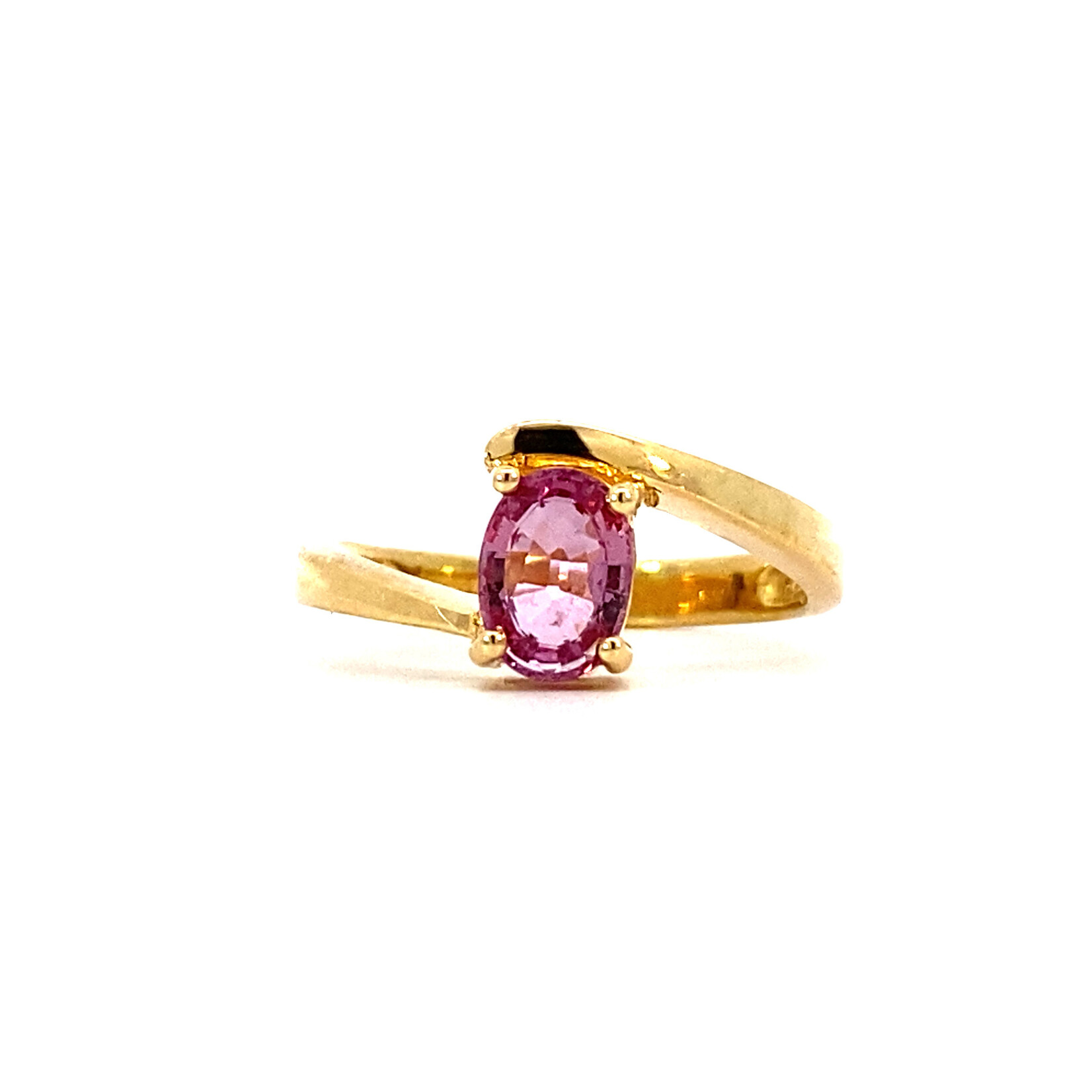18K Yellow Gold Pink Sapphire ring size 6.75