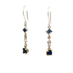 14K White Gold Sapphire & Diamond dangle Earrings