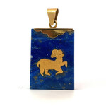 18K Yellow Gold Lapis Lazuli with Ram pendant