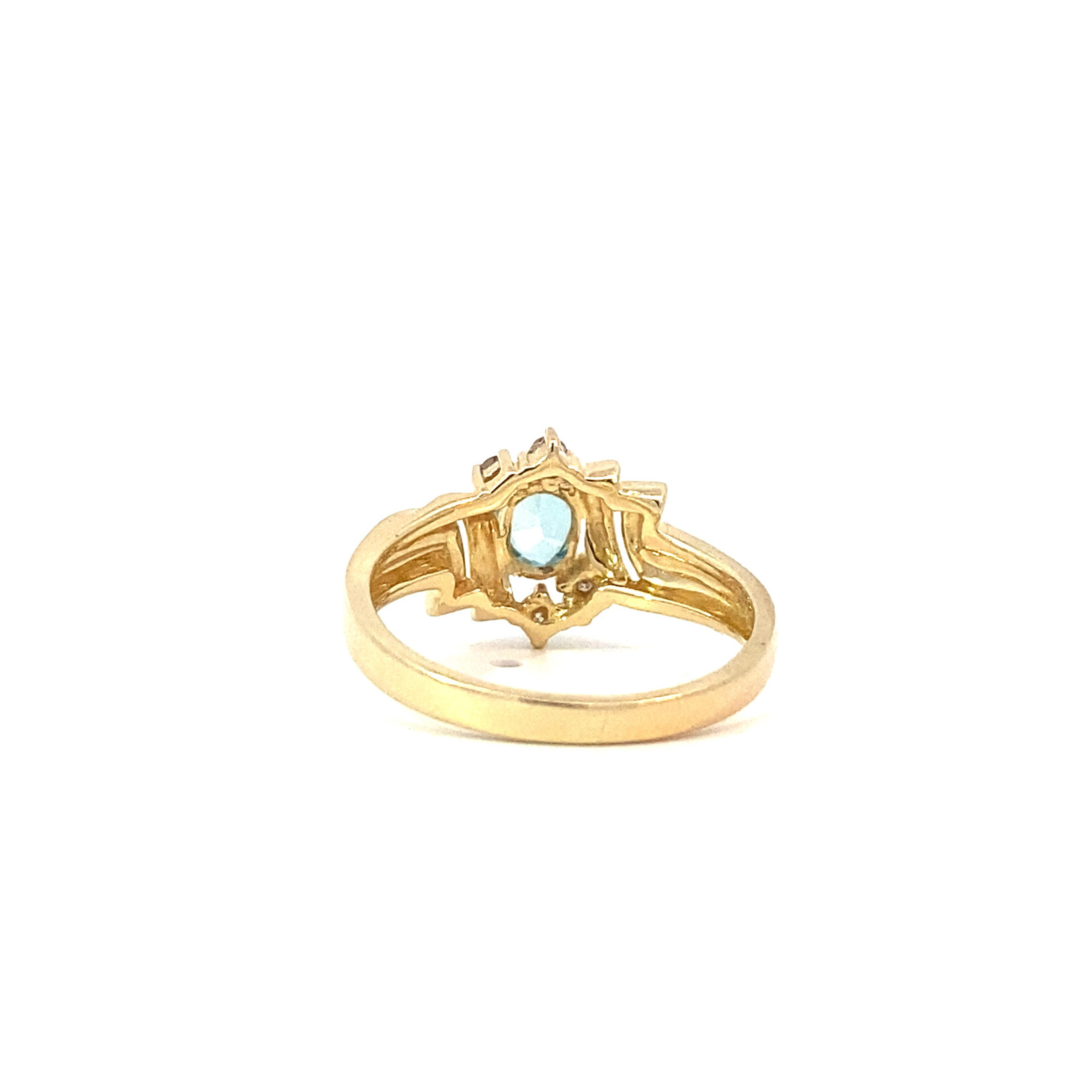 14K Yellow gold "Blue Topaz" white stone ring sz4.75
