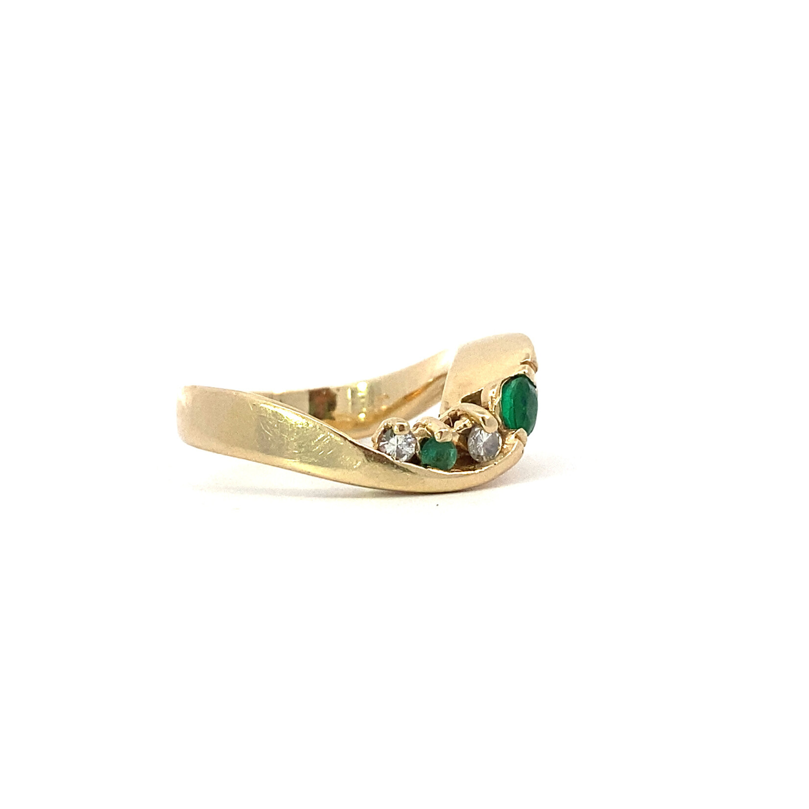 14K Yellow Gold Emerald Diamond ring sz6.5 E.37cttw D.18cttw