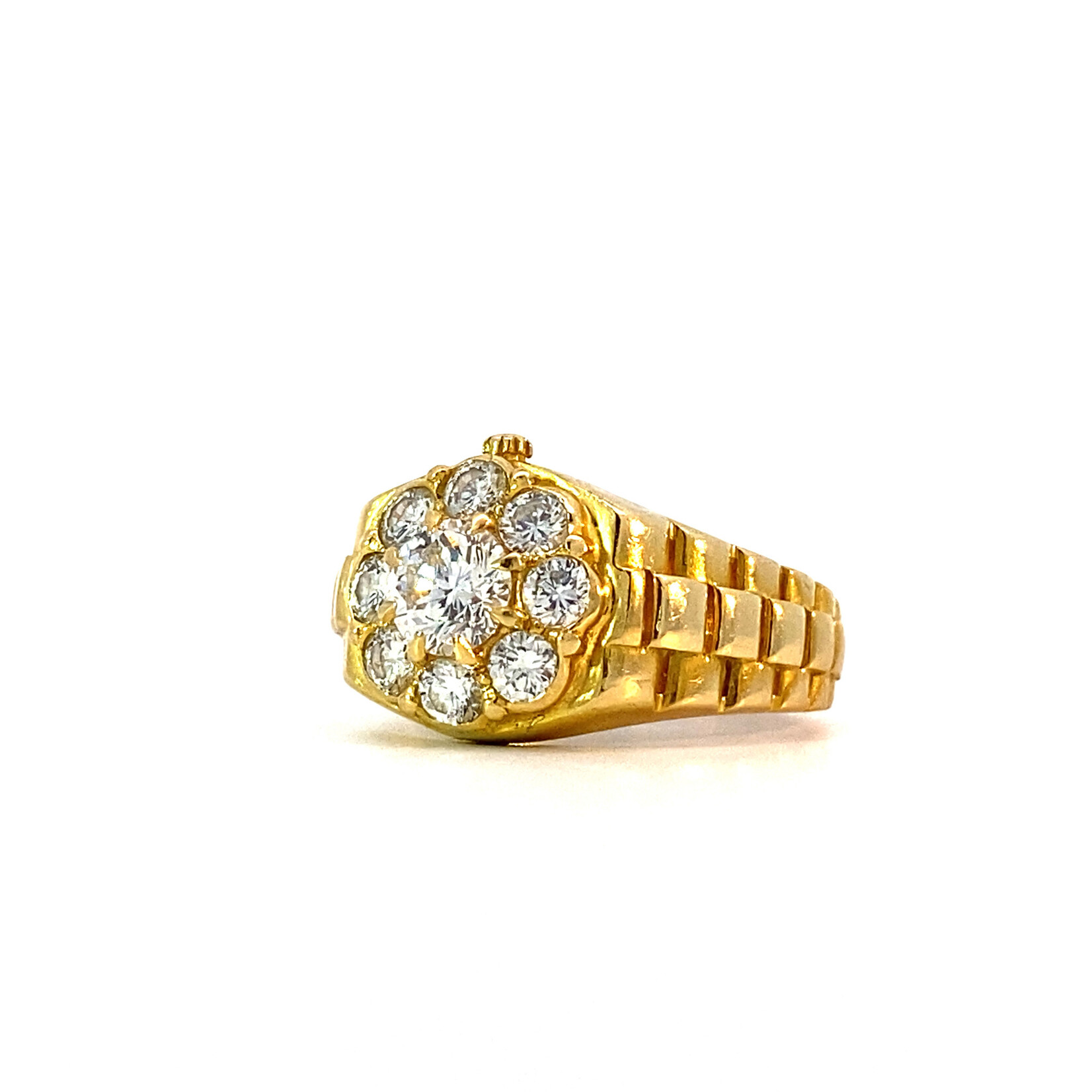 22K Yellow Gold Watch style Diamond Ring D1.10cttw size 7.25