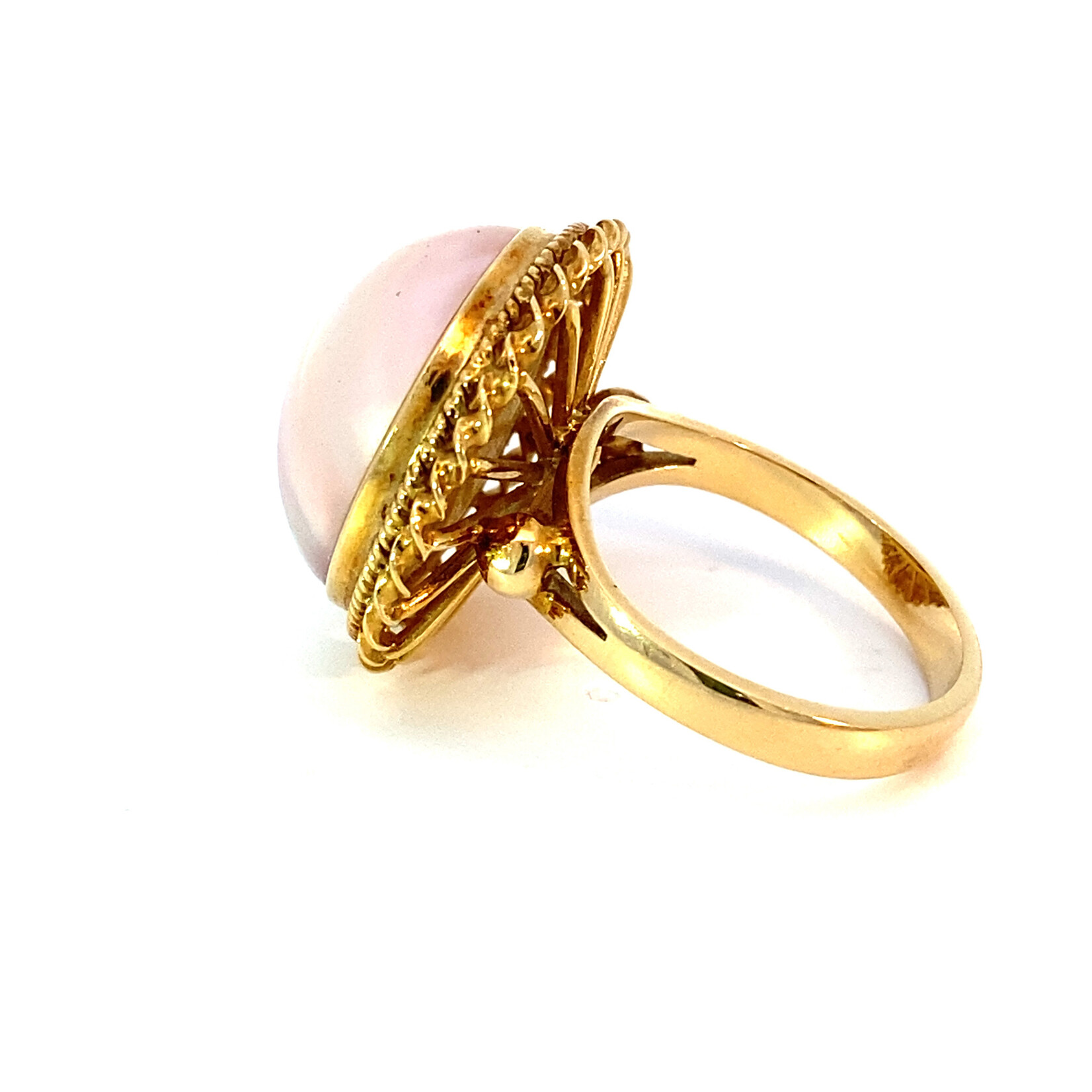 14K Yellow Gold Dyed Cultured Mabe Pearl Ring size 7.25