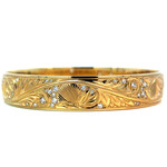 18K Yellow Gold 12mm Lehua Blossom Pavé Diamond Bangle Bracelet