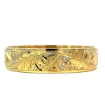 18K Yellow Gold 15mm Lehua Blossom Pavé Diamond Bangle Bracelet