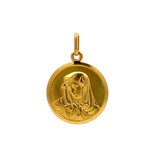 18K Yellow Gold Virgin Mary Medallion Pendant