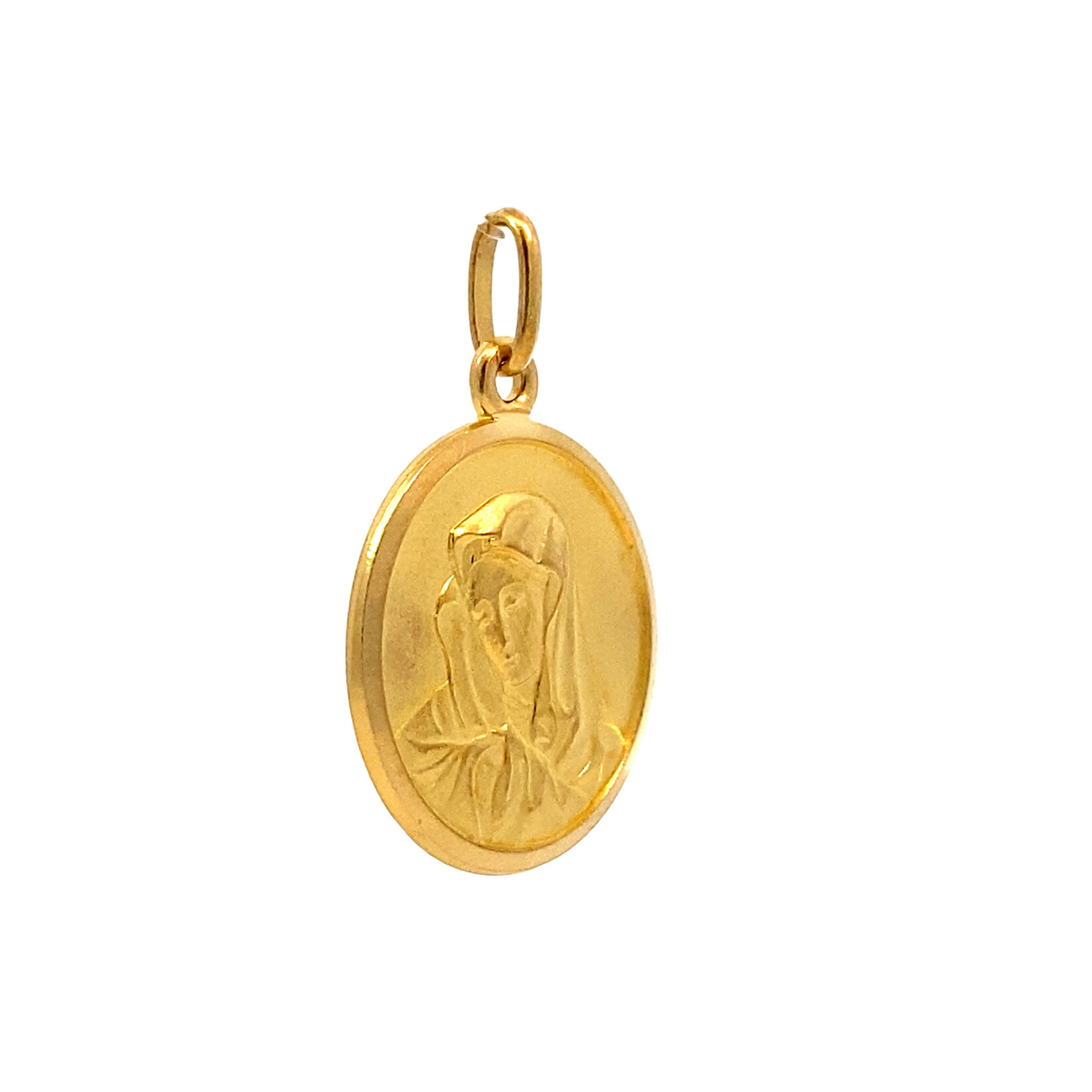 18K Yellow Gold Virgin Mary Medallion Pendant