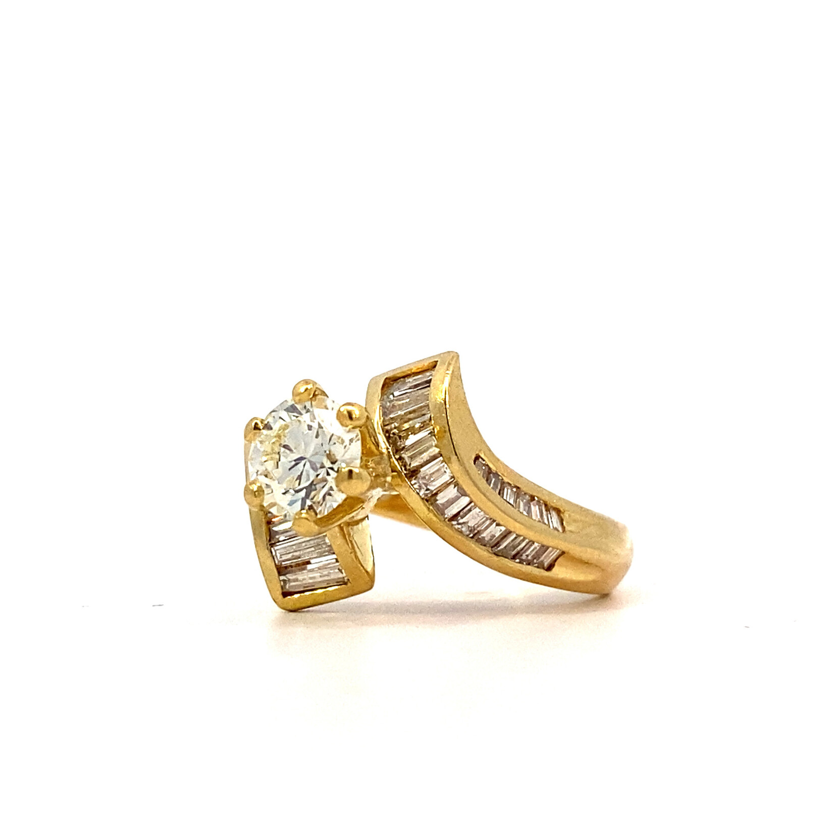 18K Yellow Gold Diamond ring Ctr .70ct D1.2cttw sz6.25