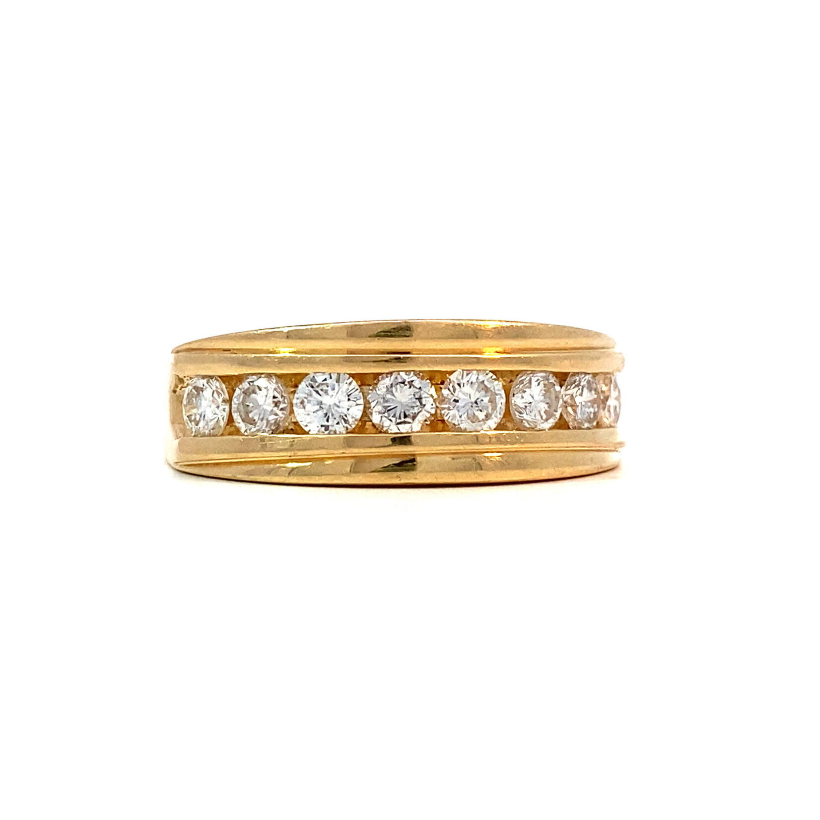 14K Yellow Gold Mens Diamond ring D+/-.90cttw size 10.5