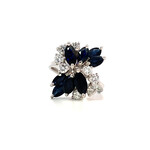 18K White Gold Sapphire & Diamond ring D+/-.80cttw size 6.5