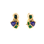 14K Yellow Gold Opal & Tanzanite earrings