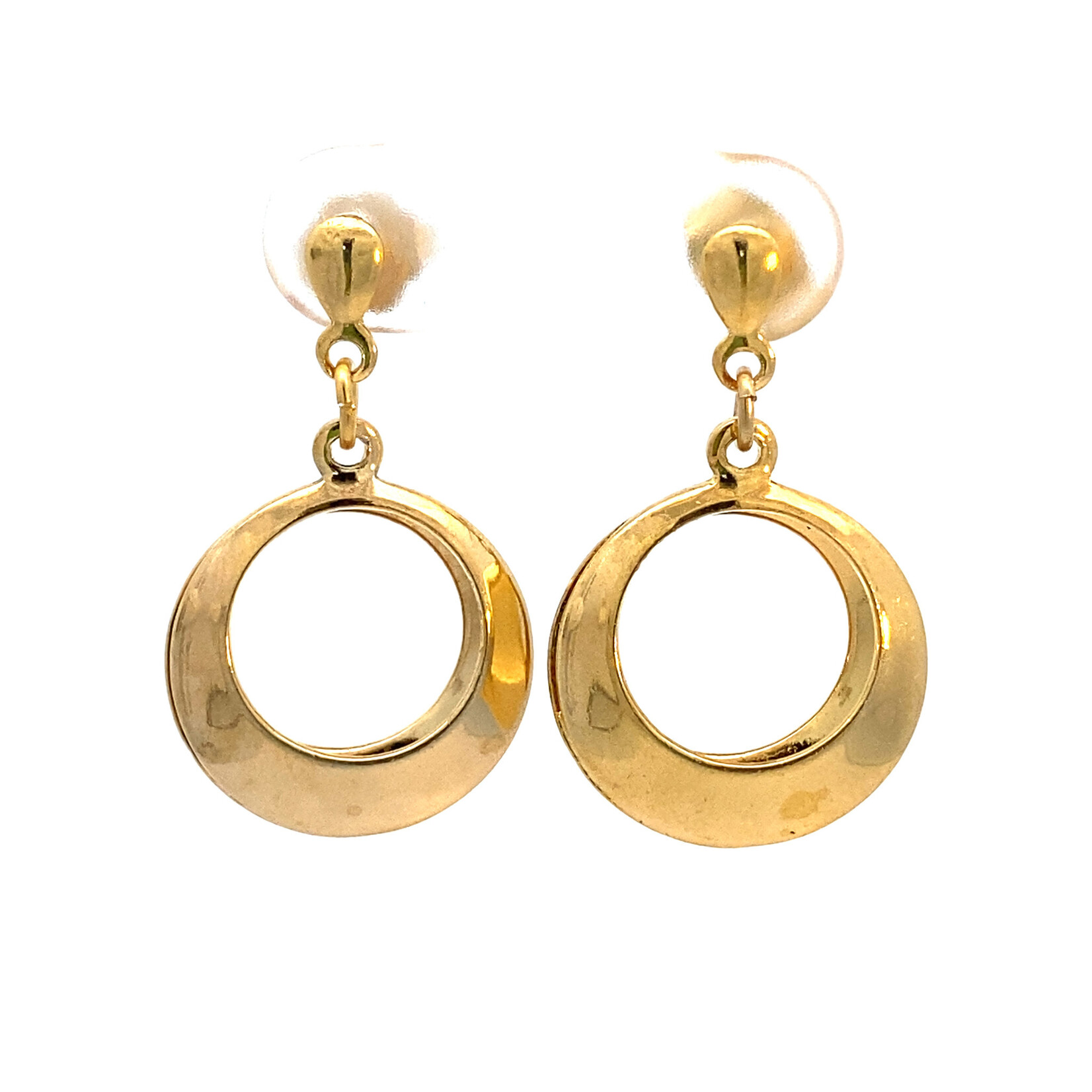 14K Yellow Gold Circle Dangle Earrings