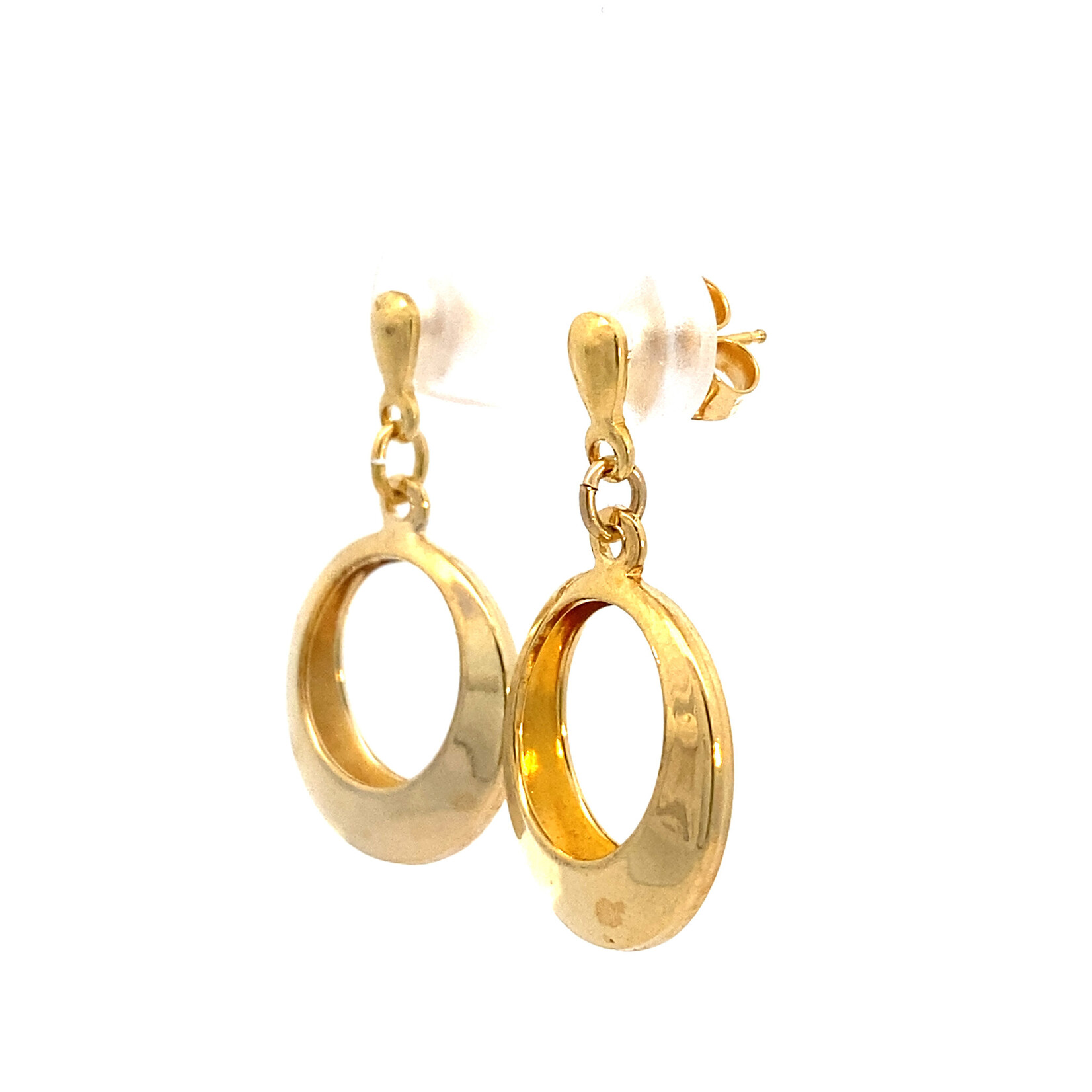 14K Yellow Gold Circle Dangle Earrings