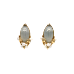 14K Yellow Gold jade & pearl Mings earrings with screwbacks