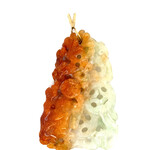 14K Yellow Gold 2.5" Red/Green Carved Jade Pendant
