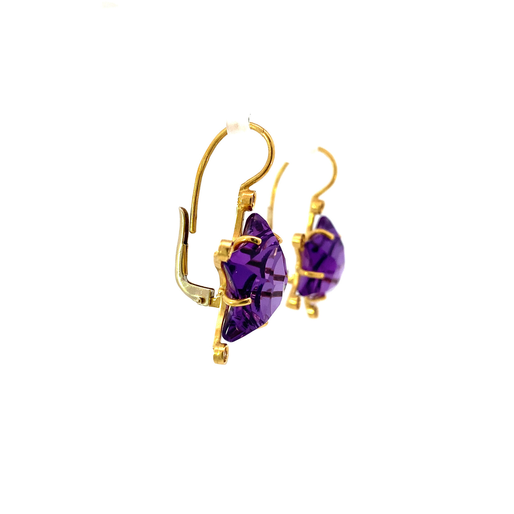 18K Yellow Gold Amethyst "STAR" Earrings