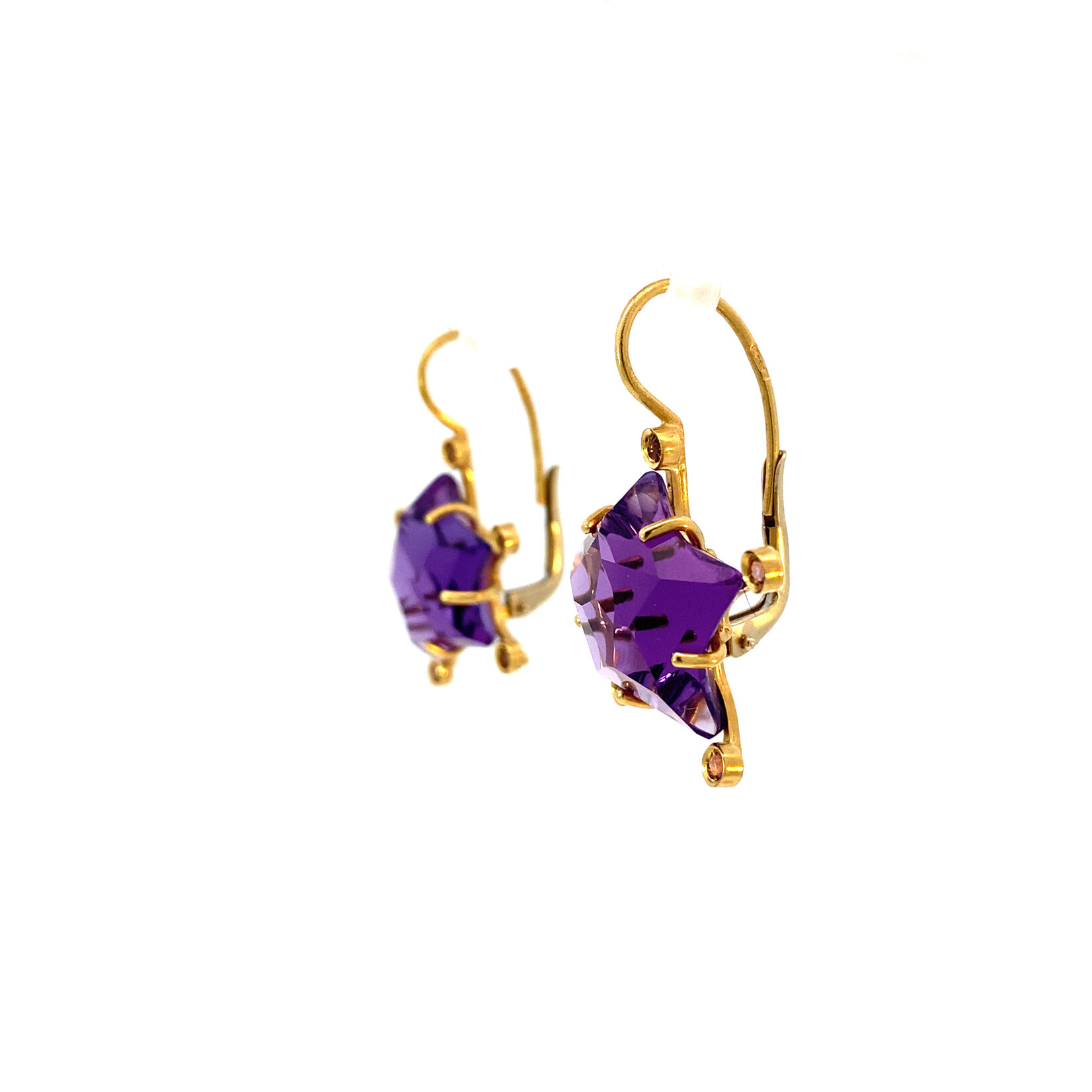 18K Yellow Gold Amethyst "STAR" Earrings