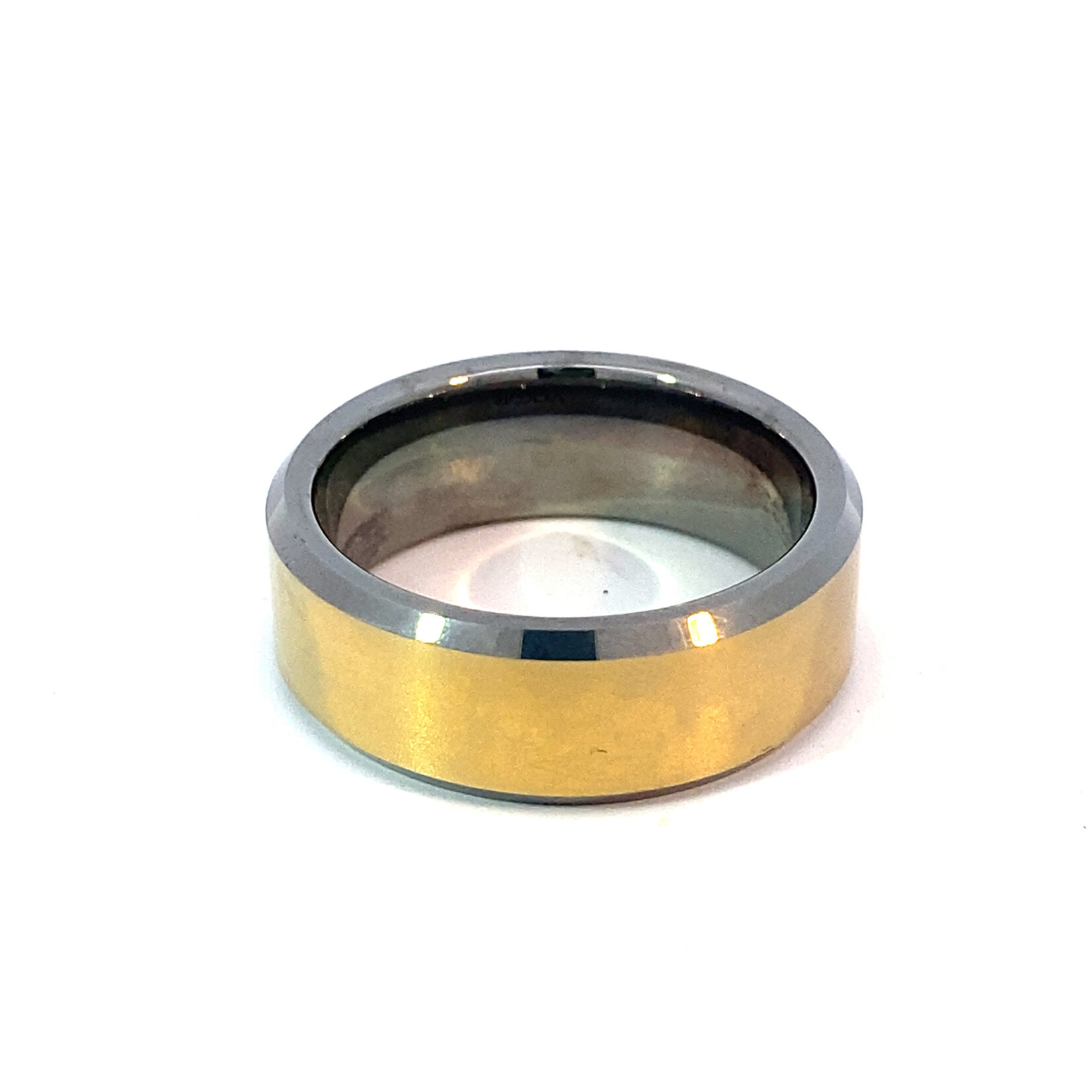 Two Tone Tungsten Beveled-Edge ring size 9.5