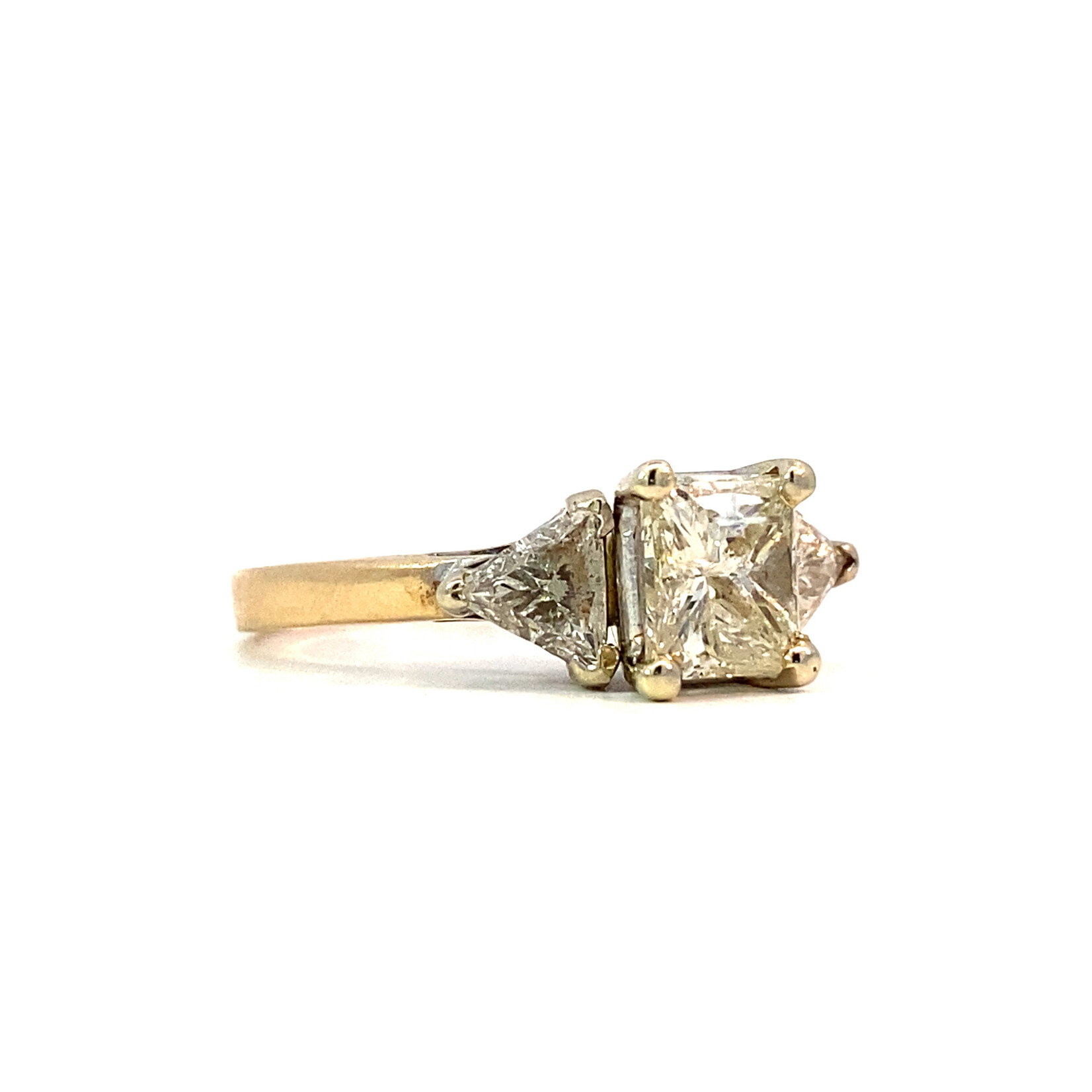 14K Yellow Gold Diamond Ring D+/-1.95cttw Ctr D+/-1.5tw I1/I2  size 6